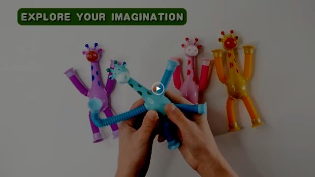 XONTEUS 4 Pcs Pop Tubes Giraffe Travel Airplane Road Trip Car Activities Essential ,Telescopic Suction Cup Sensory Fidget Toys,Screen-Free Activity for Boy & Girl , Stocking Stuffers for Kids - New