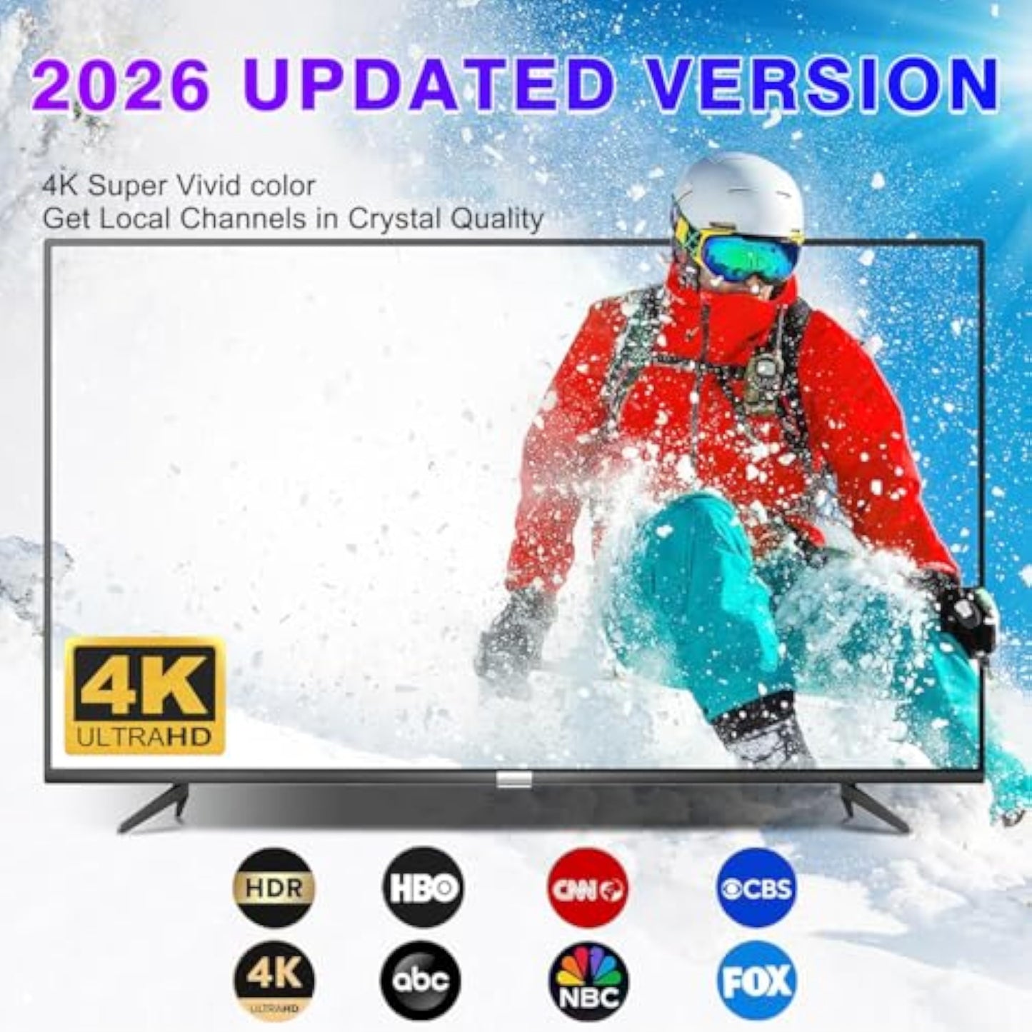 HIDB TV Antenna for Smart TV Indoor, Digital Indoor TV Antenna for Local Channels with Strong Magnetic Base, Easy Installation, Long Range Reception, 4K HD 1080P, 10ft Cables - New