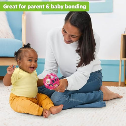 Bright Starts Oball Easy-Grasp Baby Rattle Ball, Pink, Ages Newborn and Up, 4 Inches - New