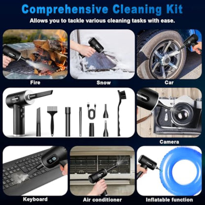Compressed Air Duster-3 Gear Adjustable 100000RPM Electric Air Duster with LED Light, Rechargeable Cordless Air Blower for Keyboard Electric Devices Cleaning. Replaces Compressed Air Cans (Black) - New