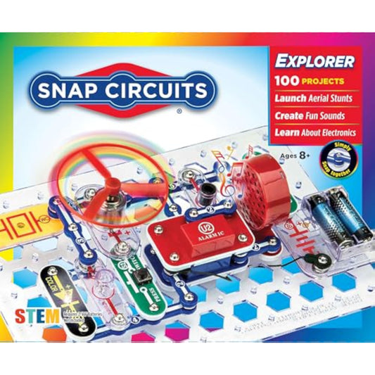 Snap Circuits Jr. SC-100 Electronics Exploration Kit, Over 100 Projects, Full Color Project Manual, 28 Parts, STEM Educational Toy for Kids 8 + - New