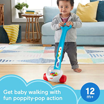 Fisher-Price Baby & Toddler Toy Corn Popper Blue Push-Along with Ball-Popping Action for Infants Ages 1+ Years, 2-Piece Assembly - New