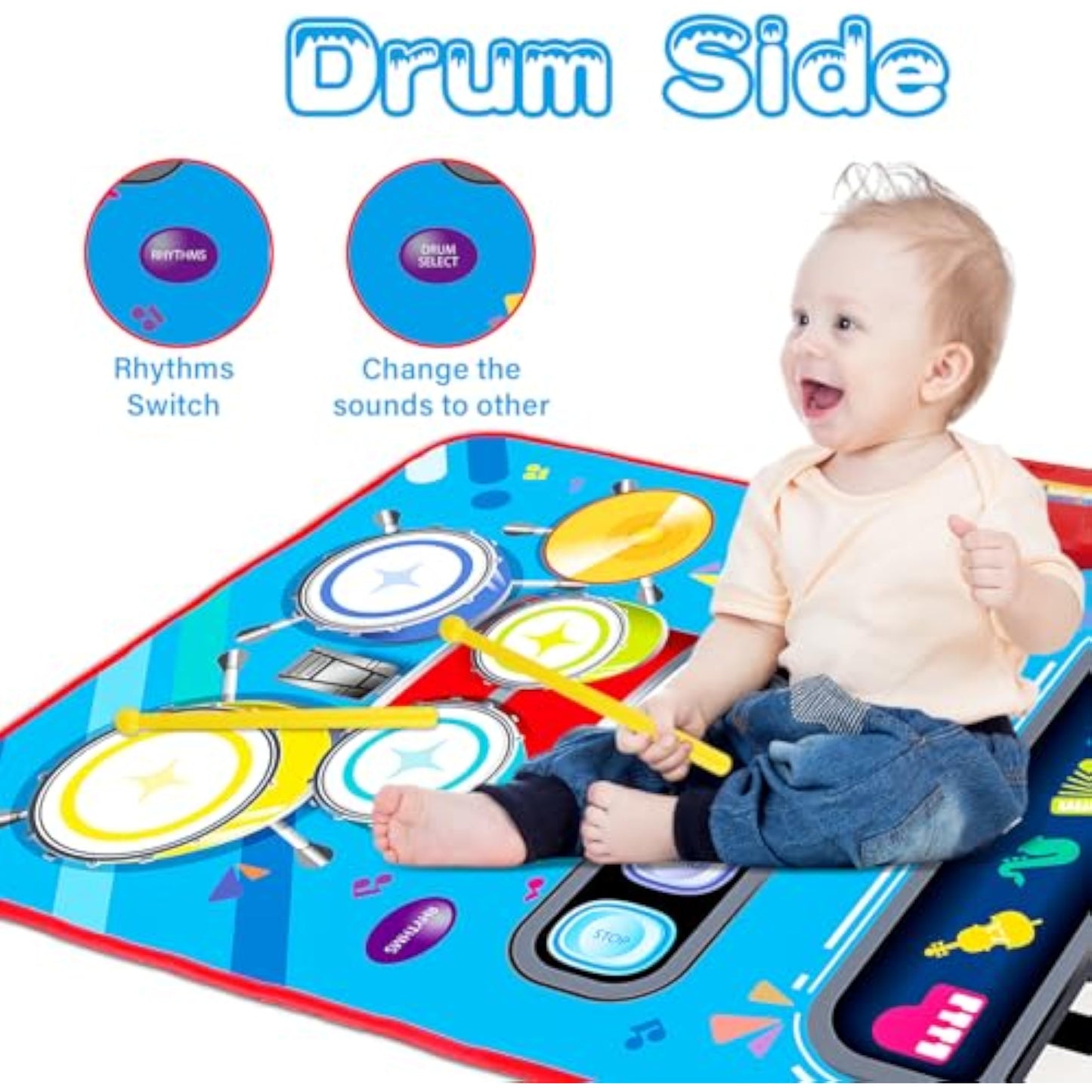 Baby Toys for 1 Year Old: Baby Musical Mat Toddler Toys Age 1-2 - 2 in 1 Piano Drum Babies Play Mat - Infant Music Toy 12-18 Months Babies Birthday Valentines Gifts for 1 2 3 Year Old Boys Girls - New