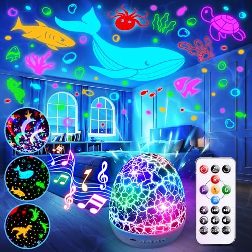 Staryou Sensory Lights Baby Sound Machine Night Light Projector Sensory Toys for Kids with Autism Toys for Boys 3-10 | 15 White Noise 3D Films 31Colors Night Light for Kids, Fidget Toys for Kids - New