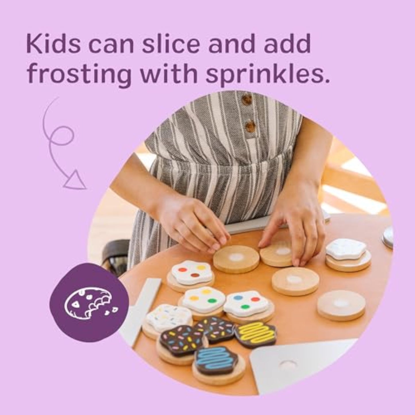 Melissa & Doug Slice & Bake Cookie Set with Wooden Play Food, Colorful Toppings & Play Kitchen Accessories, Preschool Learning Toys for Girls & Boys 3+ - New