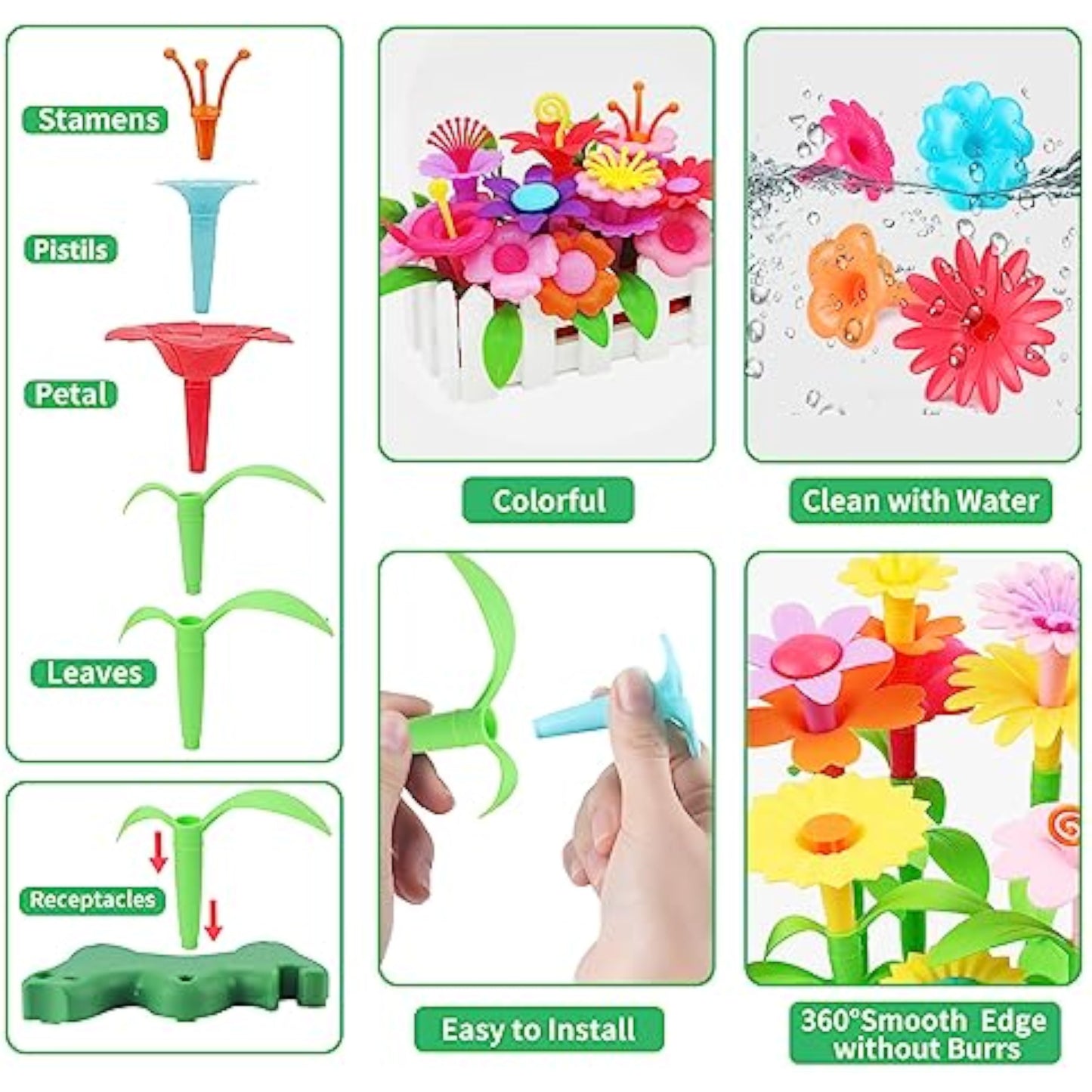 CENOVE Birthday Toys Gifts for 3 4 5 Years Old Toddler Girls Boys,Flower Garden Building Toy STEM Educational Activity Preschool Easter Gift for Kids Age 2-4 Easter Basket Stuffers(130 Pcs) - New