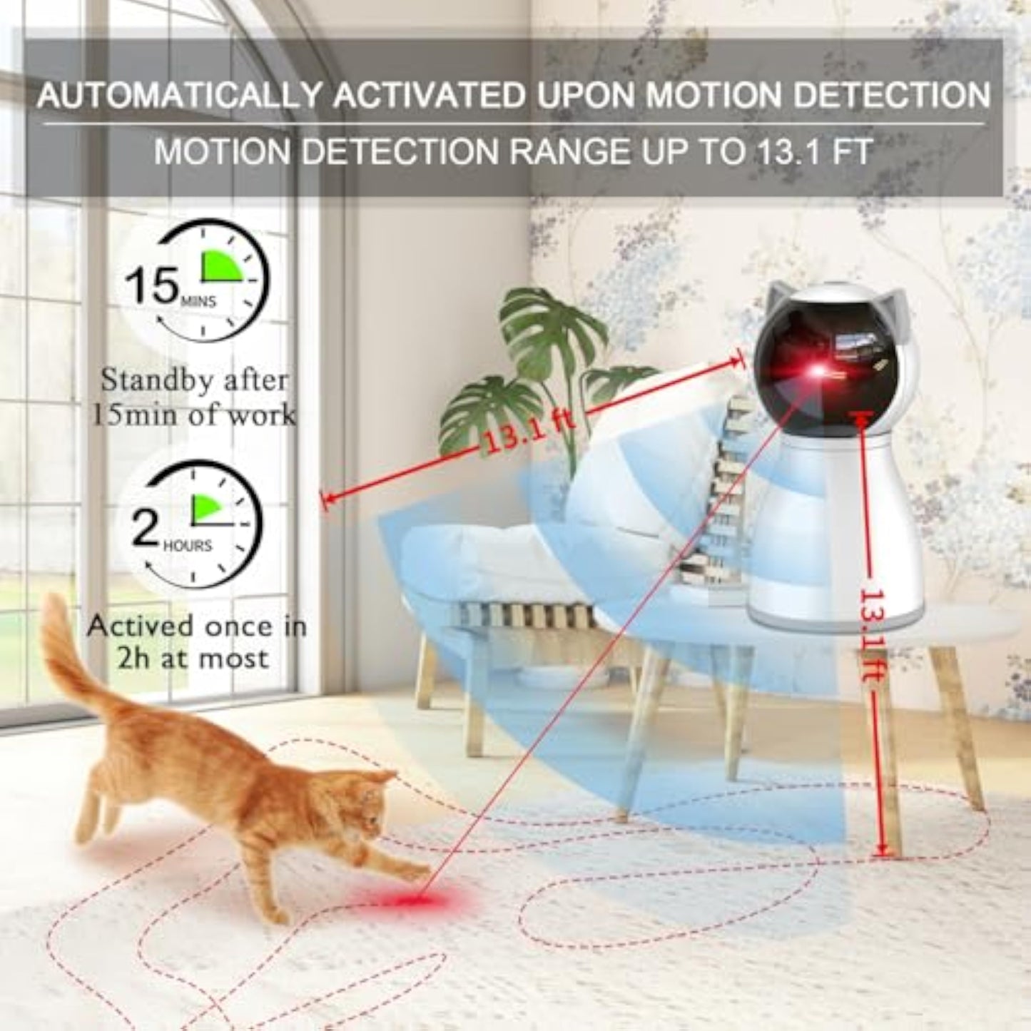 YVE LIFE Cat Toys Laser for Indoor Cats,The 4th Generation Real Random Trajectory Motion Activated Rechargeable Automatic Cat Laser Toy,Interactive Cat Toys for Bored Indoor Cats/Kittens - New