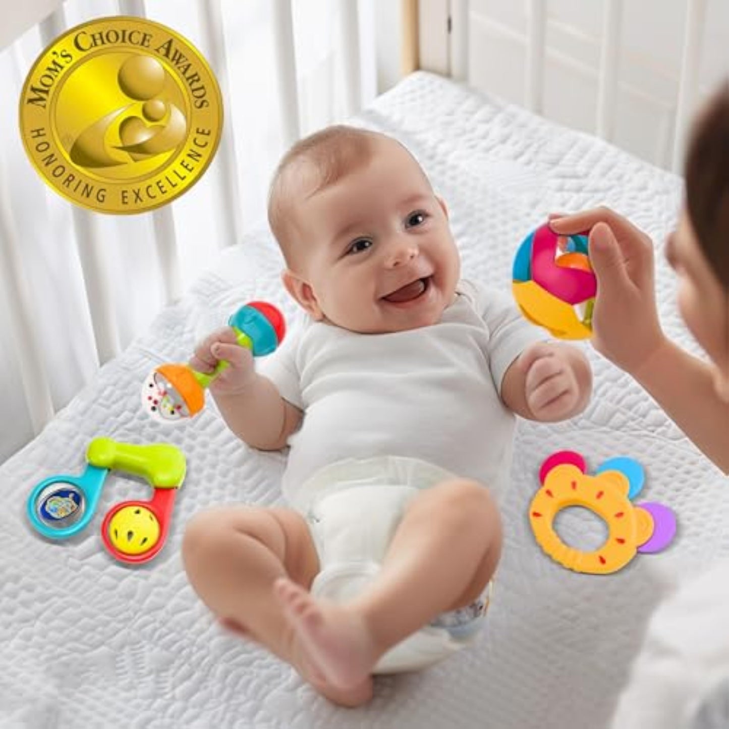 iPlay, iLearn 10pcs Baby Rattles Toys Set, Infant Grab Shake Rattle, Easy Hold Sensory Teether, Babies Development Learning Music Toy, Newborn Shower Birthday Gift 1 2 3 4 5 6 7 9 10 12 Month Boy Girl - New
