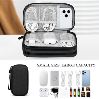 FYY Travel Cable Organizer Pouch Electronic Accessories Carry Case Portable Waterproof Double Layers All-in-One Storage Bag for Cord, Charger, Phone, Earphone Black - New