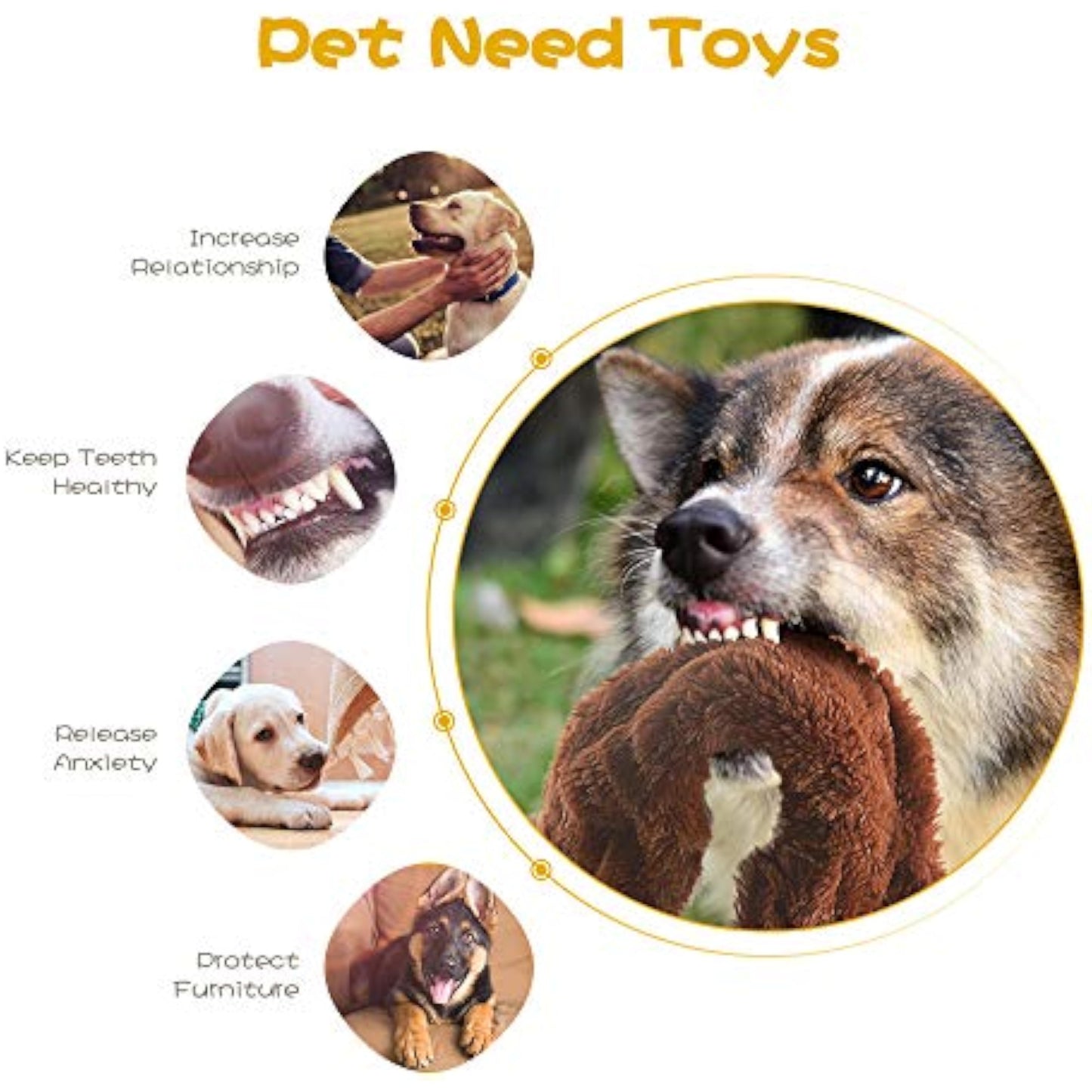 Dog Squeak Toys, No Stuffing Plush Dogs Chew Toy Bundle for Small Medium Large Breed Chewer Tough Durable Squeaky Pet Fetch Puppy Teething Chewing Interactive to Keep Them Busy Best Birthday Gift - New