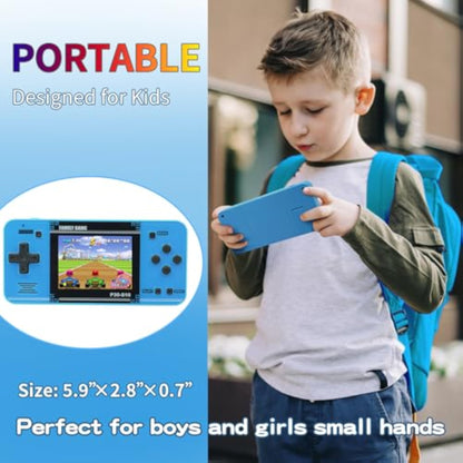 Handheld Game for Kids -Preloaded 220 Retro Video Games, Portable Gaming Player with Rechargeable Battery 3.0" LCD Screen, Mini Arcade Electronic Toy Gifts for Boys Girls (Blue) - New