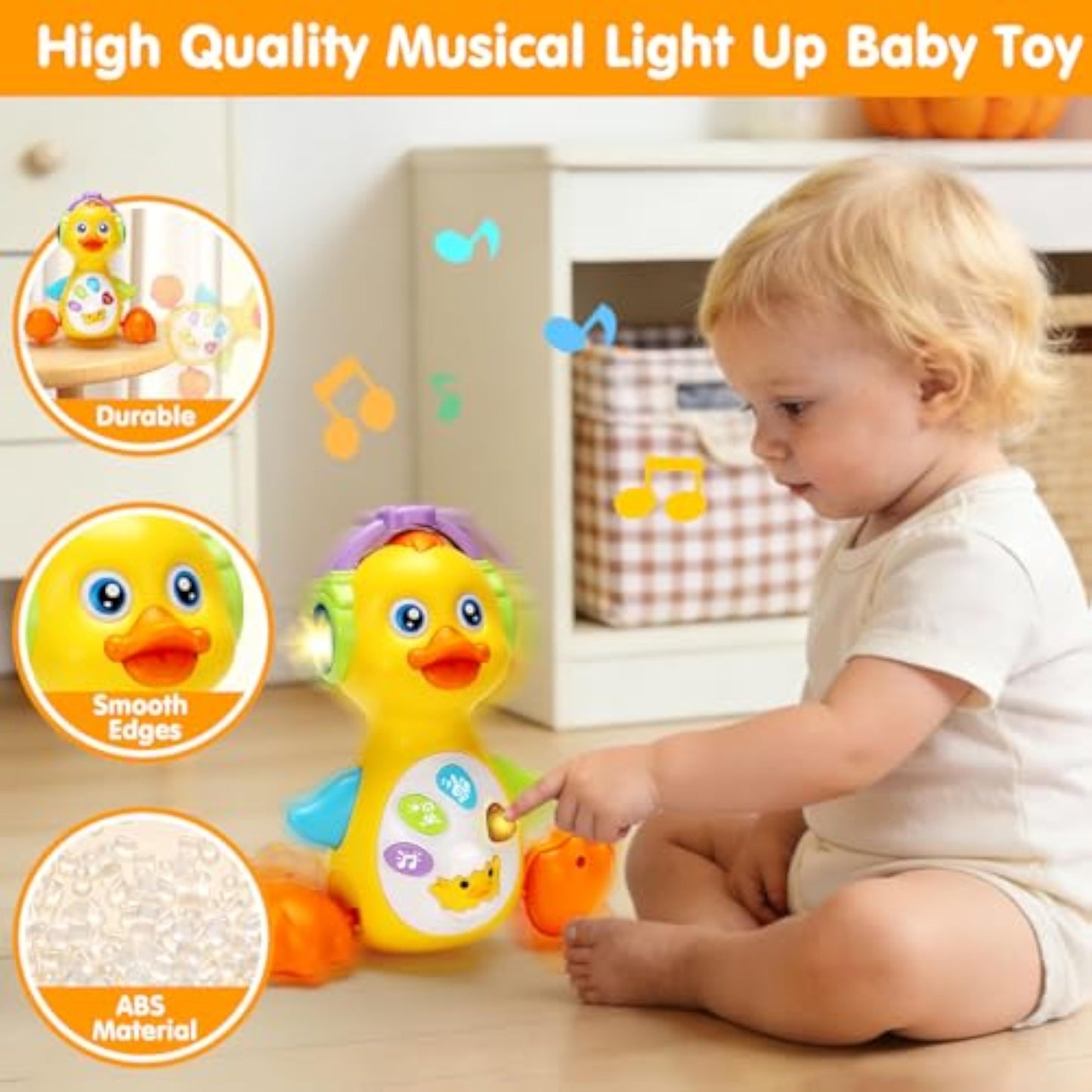 Tsomtto Baby Musical Light Up Duck Toy, Baby Toys 0-3-6-9-12 Months Dancing Crawling Tummy Time Toys, Newborn Infant Learning Toy Gifts for 0 3 4 5 6 7 8 Month Old Baby Boys Girls - New