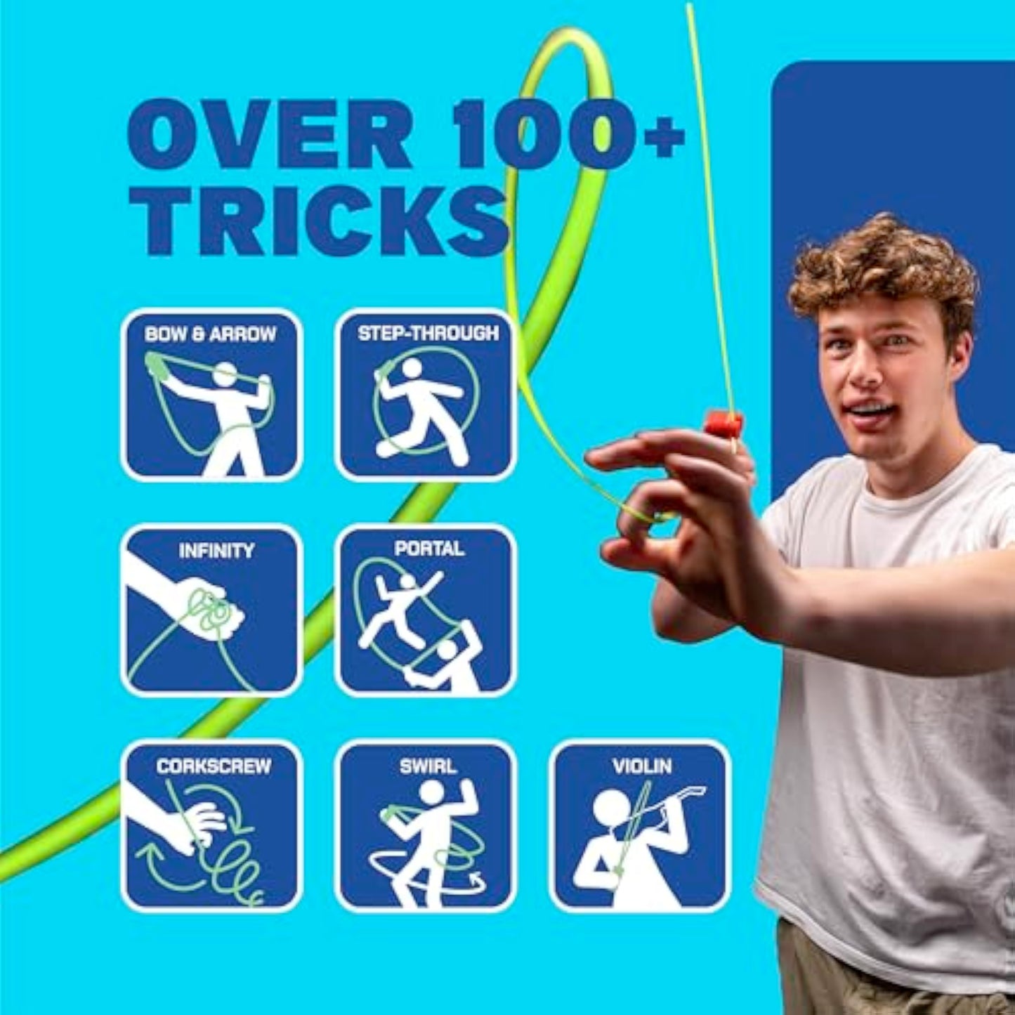 ZipString Original - As Seen on Shark Tank - Classic Rope Launcher Toy, Perfect for Kids & Adults - Fly a String Loop in The Air for Endless Tricks & Fun, Wonderment Awaits, Bold Blue - New