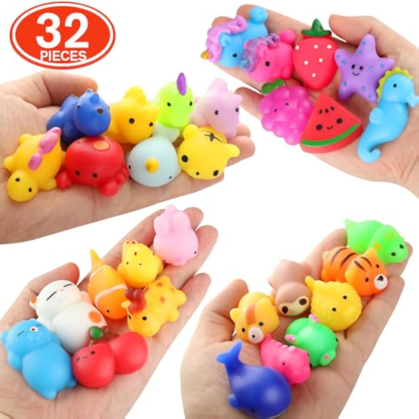 nobasco Squishies, 32 Pack Mochi Squishy Toys - Kawaii Cat Squishys Slow Rising Animals - Party Favors, Goodie Bag, Birthday Gifts, Mini Squishies Stress Reliever Toy - New