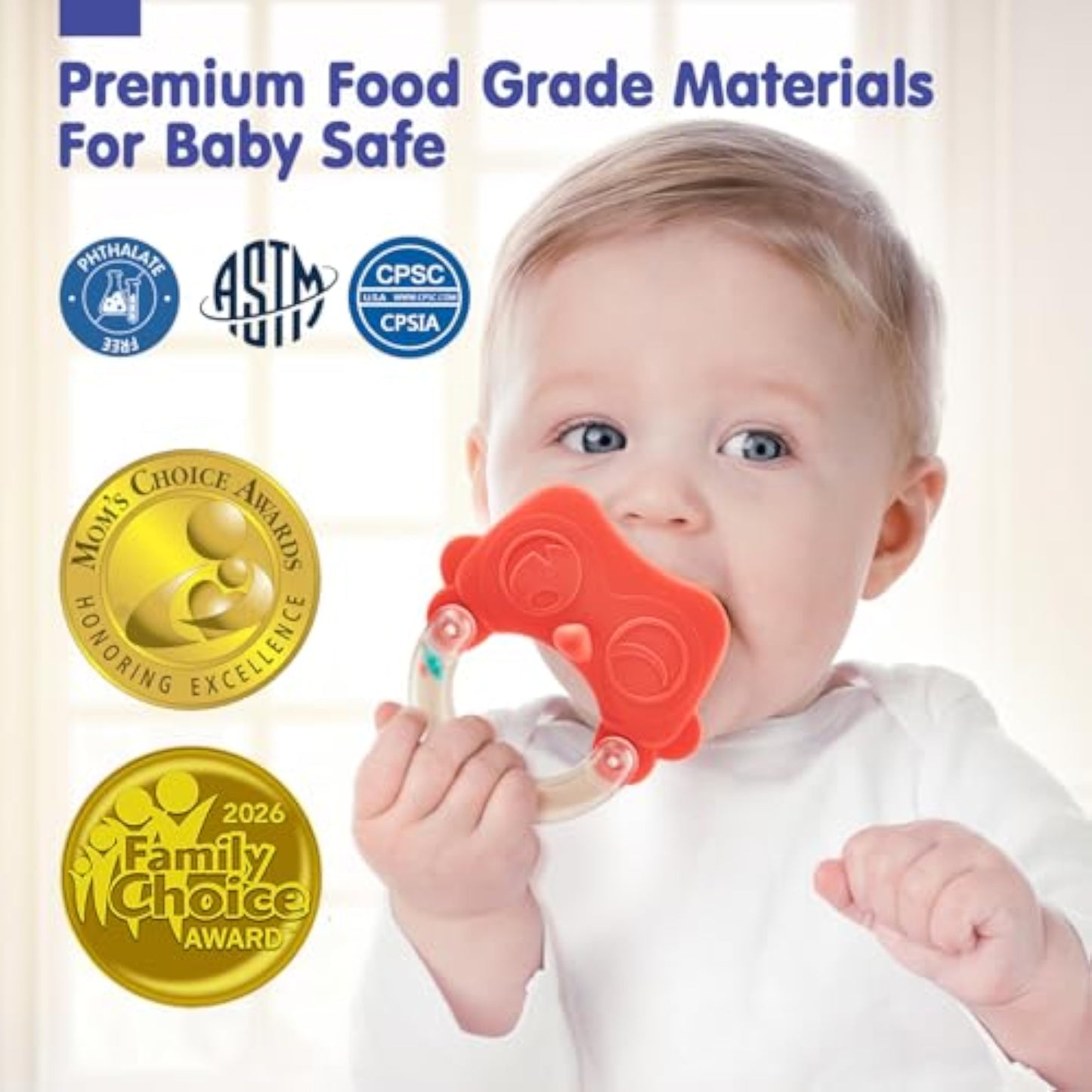 hahaland Baby Toys 0-6 Months - Baby Rattles Teething Toys 3-6 Months, Newborn Infant Toys 6-12 Months, Teether Grasping Shaker Toy Baby Gifts 6 5 4 3 Month Old Must Haves Montessori Rattle for Babies - New