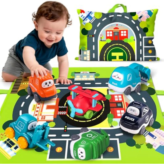 Big Cartoon Truck Car Toys for 1 Year Old Boy with Playmat/Storage Bag|Baby and Toddler Toys 12-18 Months & Age 1-2|1st Birthday Gift for Baby Toys 1 Year Old - New