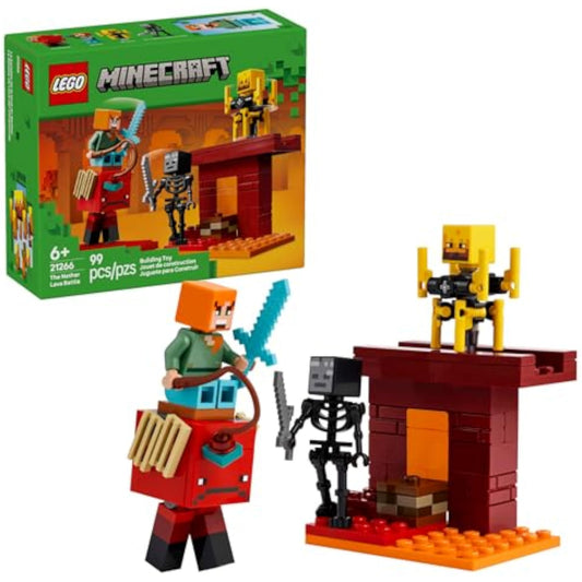 LEGO Minecraft The Nether Lava Battle Toy and Playset - Building Minecraft Toy for Kids, Ages 6+ - Alex, Wither Skeleton, Blaze and Strider Figures for Pretend Play - Gift Idea for Birthdays - 21266 - New
