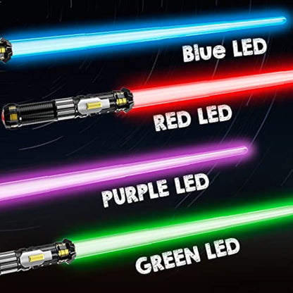 Cawiew 4 Pack Light up Sword Saber with FX Sound (on-Off Control) and Full Retractable Handle, 4 Colors LED Glow in The Dark Toy for Kids Adult - New