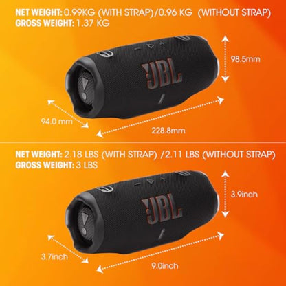 JBL Charge 6 - Portable Waterproof & Drop-Proof Bluetooth Speaker, Bold JBL Pro Sound with AI Sound Boost, 28Hrs of Playtime, Built-in powerbank & Comes with a Sturdy/Removable Carrying Strap (Black) - New