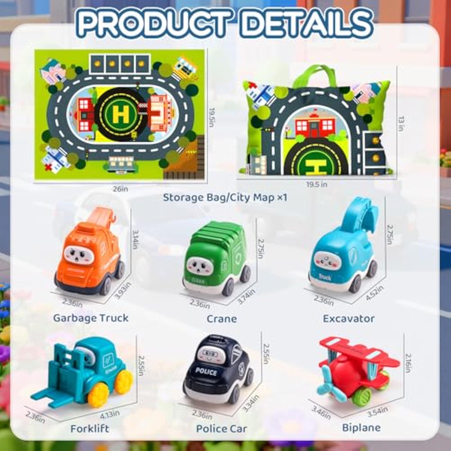 Big Cartoon Truck Car Toys for 1 Year Old Boy with Playmat/Storage Bag|Baby and Toddler Toys 12-18 Months & Age 1-2|1st Birthday Gift for Baby Toys 1 Year Old - New