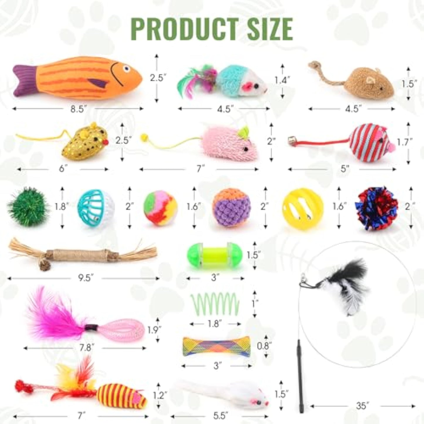 Fashion's Talk Cat Toys Variety Pack for Kitty 20 Pieces - New