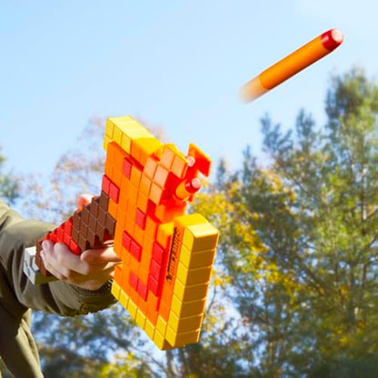 NERF Minecraft Firebrand, Dart Blasting Axe, 6 Elite Foam Darts, Design Inspired by Minecraft Axe in The Game, Pull Down Priming, Minecraft Toys - New