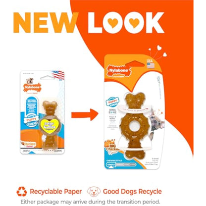 Nylabone Ring Bone Chew Toy for Puppies, Puppy Teething Toys, Puppy Enrichment Toys, Chicken Flavor, X-Small Dogs - Up to 15 lbs, 1 Count - New