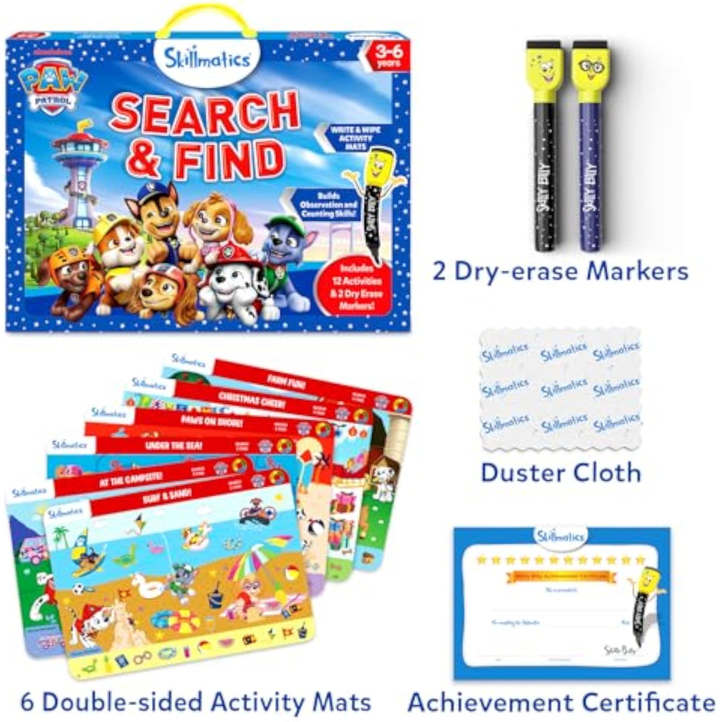 Skillmatics Search and Find PAW Patrol Educational Game - Reusable Preschool Learning Activities, Perfect for Toddlers & Kids Who Love Toys, Art & Crafts, Gifts for Boys & Girls Ages 3, 4, 5, 6 - New