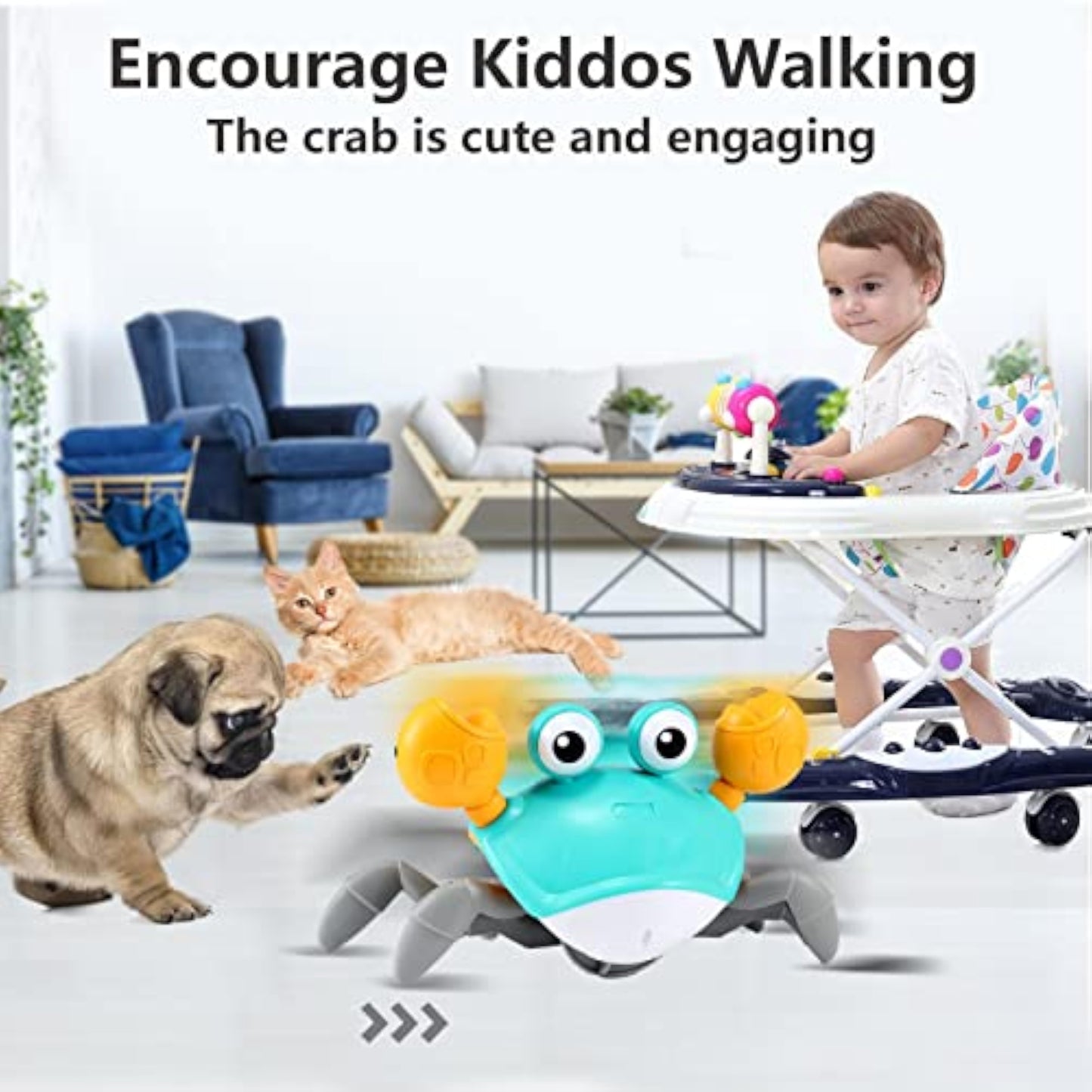 Crawling Crab Baby Toys 6–12 Months, Tummy Time Toys for Babies with Music and Lights, Interactive Infant toy for Crawling, Walking and Early Development, 1st Birthday Gift for Toddlers 1–3 - New