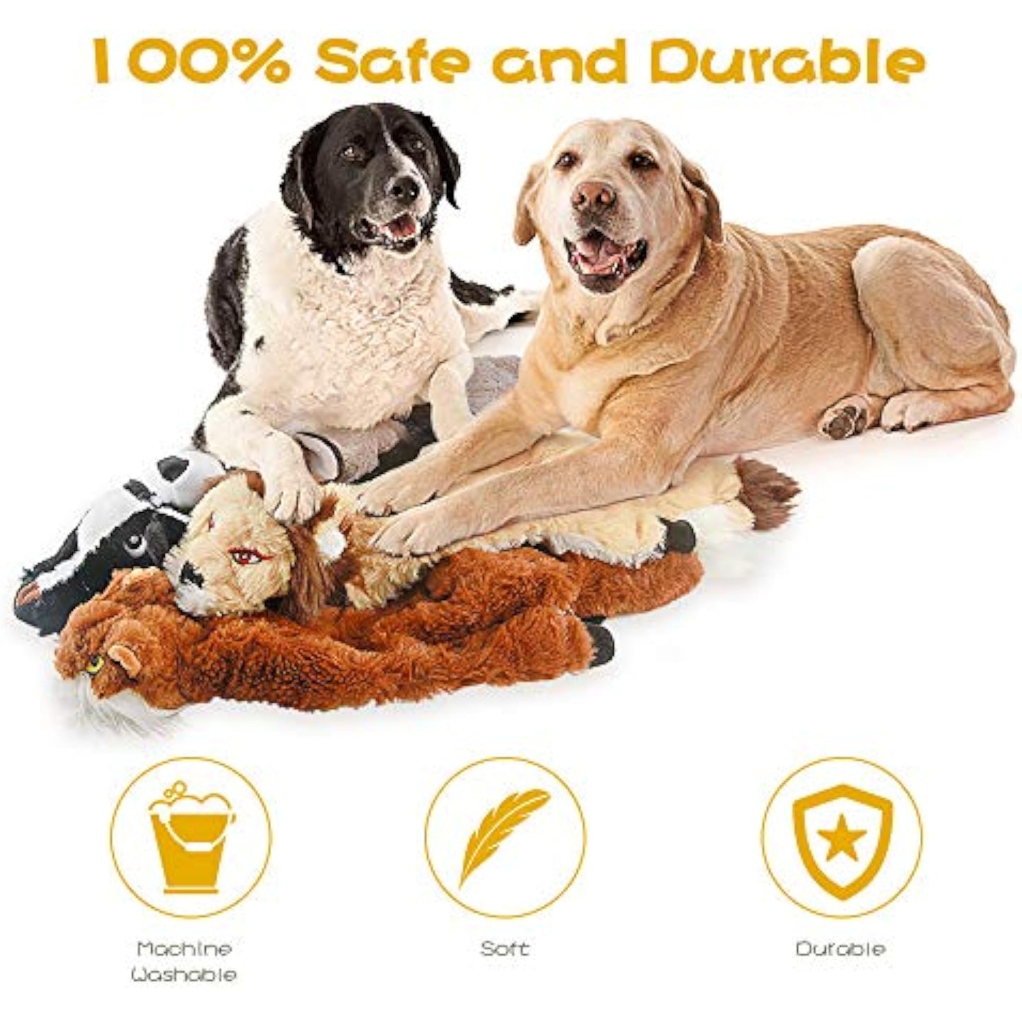 Dog Squeak Toys, No Stuffing Plush Dogs Chew Toy Bundle for Small Medium Large Breed Chewer Tough Durable Squeaky Pet Fetch Puppy Teething Chewing Interactive to Keep Them Busy Best Birthday Gift - New