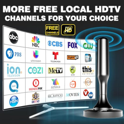 HIDB TV Antenna for Smart TV Indoor, Digital Indoor TV Antenna for Local Channels with Strong Magnetic Base, Easy Installation, Long Range Reception, 4K HD 1080P, 10ft Cables - New