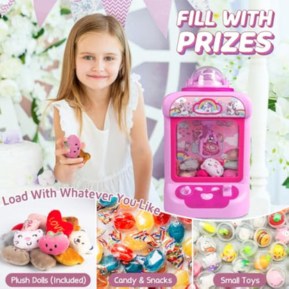 Marlrin Claw Machine for Kids, Mini Vending Machine Girls Unicorn Toys, Candy Grabber Prize Dispenser with Sound & 20 Mini Plush Toys, Electronic Arcade Game Indoor Toy for Home Party Birthday Gifts - New