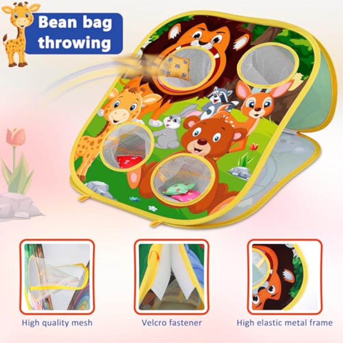 Animal Bean Bag Toss Game Toy Outdoor Toss Game, Family Party Party Supplies for Kids, Gift for Boys Birthday or Christmas for Toddlers Ages 3 4 5 6 Year Old - New
