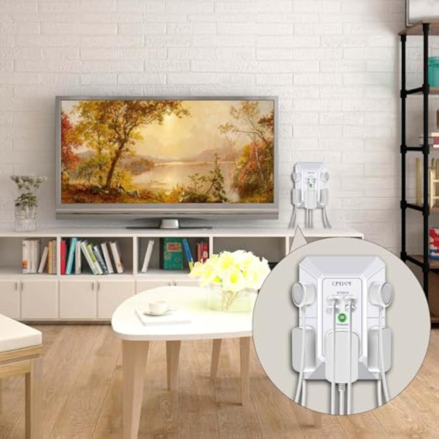 Wall Charger, Surge Protector, QINLIANF 5 Outlet Extender with 4 USB Charging Ports, 3-Sided 1680J Power Strip Multi Plug Adapter Spaced for Home Travel Office - New