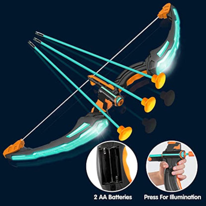 JOYIN Kids Bow and Arrow Set, LED Light Up Archery Toy Set with 9 Suction Cup Arrows, Target & Arrow Case, Indoor and Outdoor Hunting Play Gift Toys for Kids, Boys & Girls Ages 6-12 - New