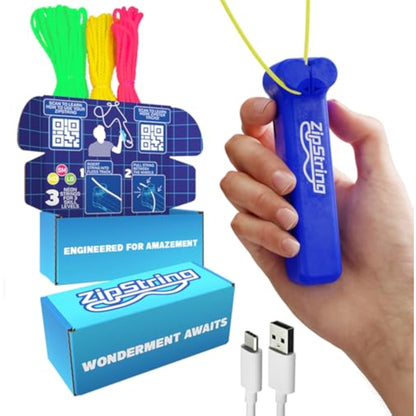 ZipString Original - As Seen on Shark Tank - Classic Rope Launcher Toy, Perfect for Kids & Adults - Fly a String Loop in The Air for Endless Tricks & Fun, Wonderment Awaits, Bold Blue - New