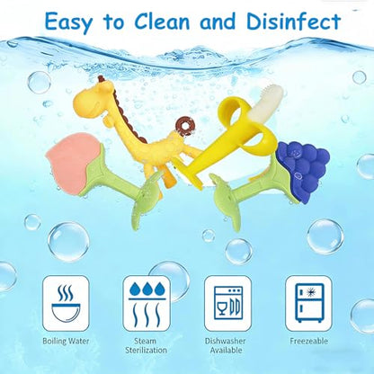HAILI XMGQ Baby Teething Toys 3-6 Months, Baby Chew Teether Freezer BPA Free, Babies Teething Relief for Infants, Banana Toothbrush, Fruit Shape Giraffe Newborn Teether Gift for Baby Boy and Girl - New