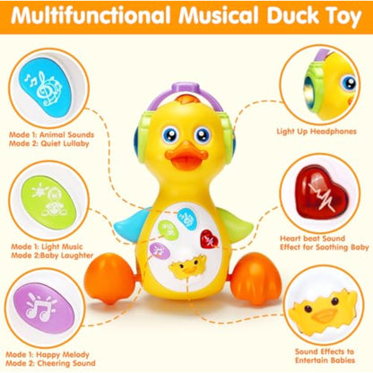Tsomtto Baby Musical Light Up Duck Toy, Baby Toys 0-3-6-9-12 Months Dancing Crawling Tummy Time Toys, Newborn Infant Learning Toy Gifts for 0 3 4 5 6 7 8 Month Old Baby Boys Girls - New