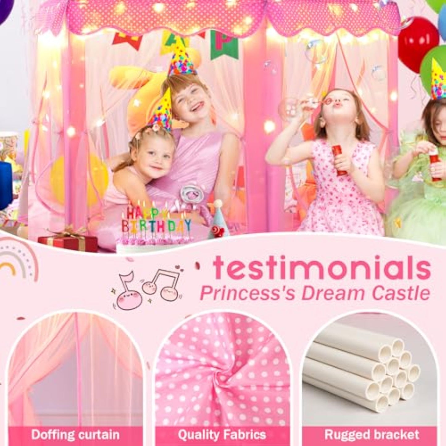 Monobeach Princess Tent Girls Large Playhouse Kids Castle Play Tent with Star Lights Toy for Children Indoor and Outdoor Games, 55'' x 53'' (DxH) - New