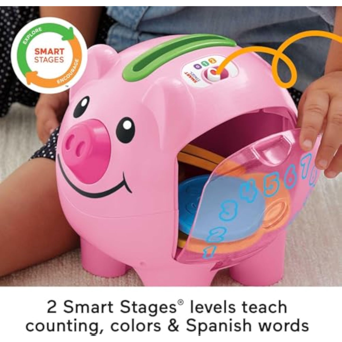 Fisher-Price Baby & Toddler Toy Laugh & Learn Smart Stages Piggy Bank with Educational Songs & Phrases for Infants Ages 6+ Months (Amazon Exclusive) - New