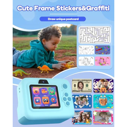 Dylanto Kids Camera Instant Print,1080P Kids Instant Cameras that Print Photos,Christmas Birthday Gifts for Girls Age 3-12,Portable Toy for 3 4 5 6 7 8 9 10 Year Old Girls Boys-Blue - New