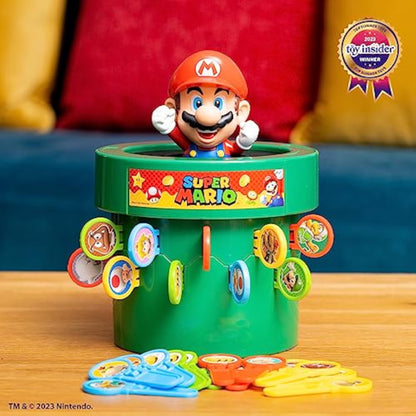 TOMY Pop Up Super Mario Game - Activities for Indoor Recess or Family Game Night - Officially Licensed Super Mario Toys for Kids - 2-4 Players - Ages 4 Years and Up - New