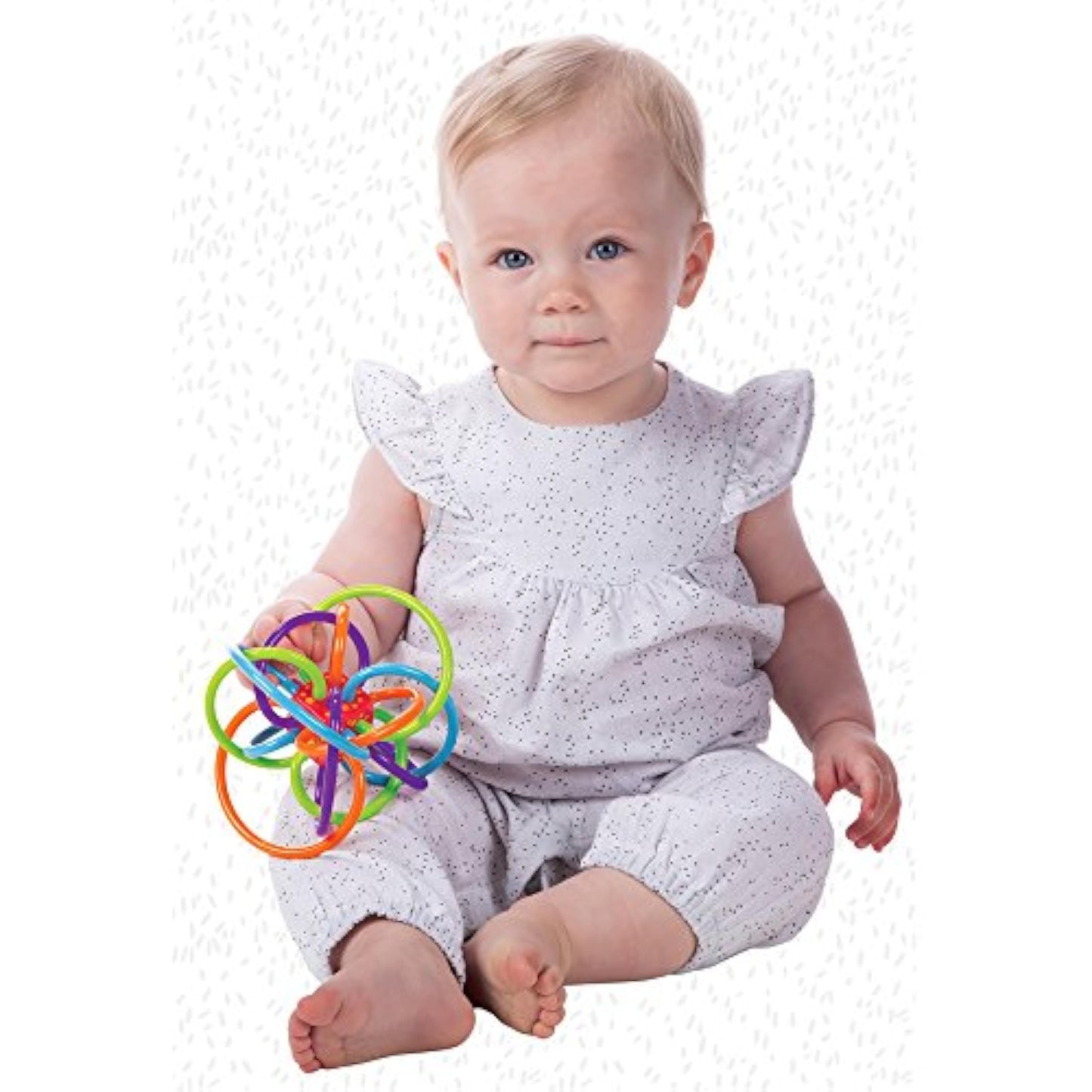 Manhattan Toy Winkel Rattle & Sensory Teether Toy, Blue/Green/Orange, 5 Inch x 4 Inch x 3.5 Inch - New