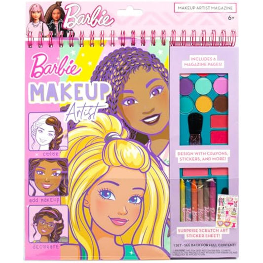 Horizon Group USA Barbie Magazine - Create Hair & Makeup Looks with 130+ Stencils, 180+ Stickers, Crayons & Pretend Makeup - New