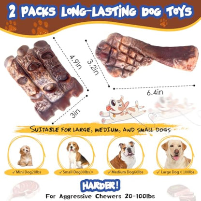Fuufome Dog Chew Toys for Aggressive Chewers：2 Pack Indestructible Dog Toy for Large Breed- Tough Nylon Teething Bone Toy to Keep Them Busy - New