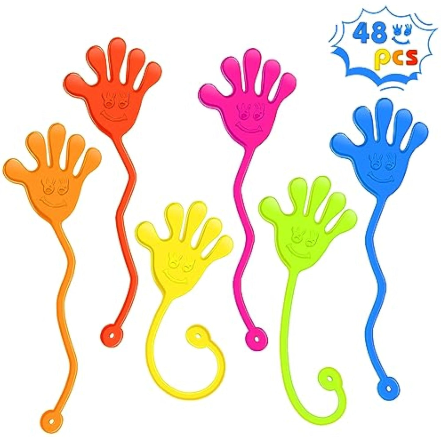 Sticky Hands Bulk 48 PCS Party Favors for Kids 4-8 8-12 Stretchy Sticky Hand Toy Goodie Bag Stuffers Fillers Treasure Box Toys Classroom Prizes School End of Year Student Gifts Birthday Party Supplies - New