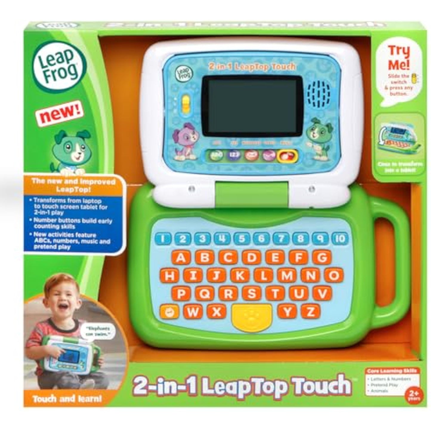 LeapFrog 2-in-1 LeapTop Touch, Green - New
