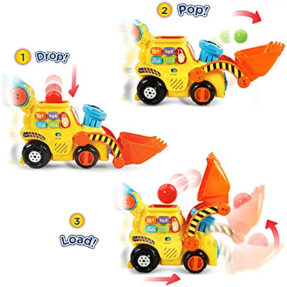 VTech Pop-a-Balls Push and Pop Bulldozer, Yellow - New