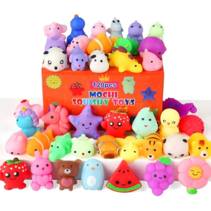 120 Pack Squishy Toys, Kawaii Squishies Party Favors for Kids 4-8 8-12 Treasure Box Toys for Classroom Birthday Xmas Gifts Goodie Bag Mini Animals Mochi Squishy Stress Relief Sensory Toys Random - New
