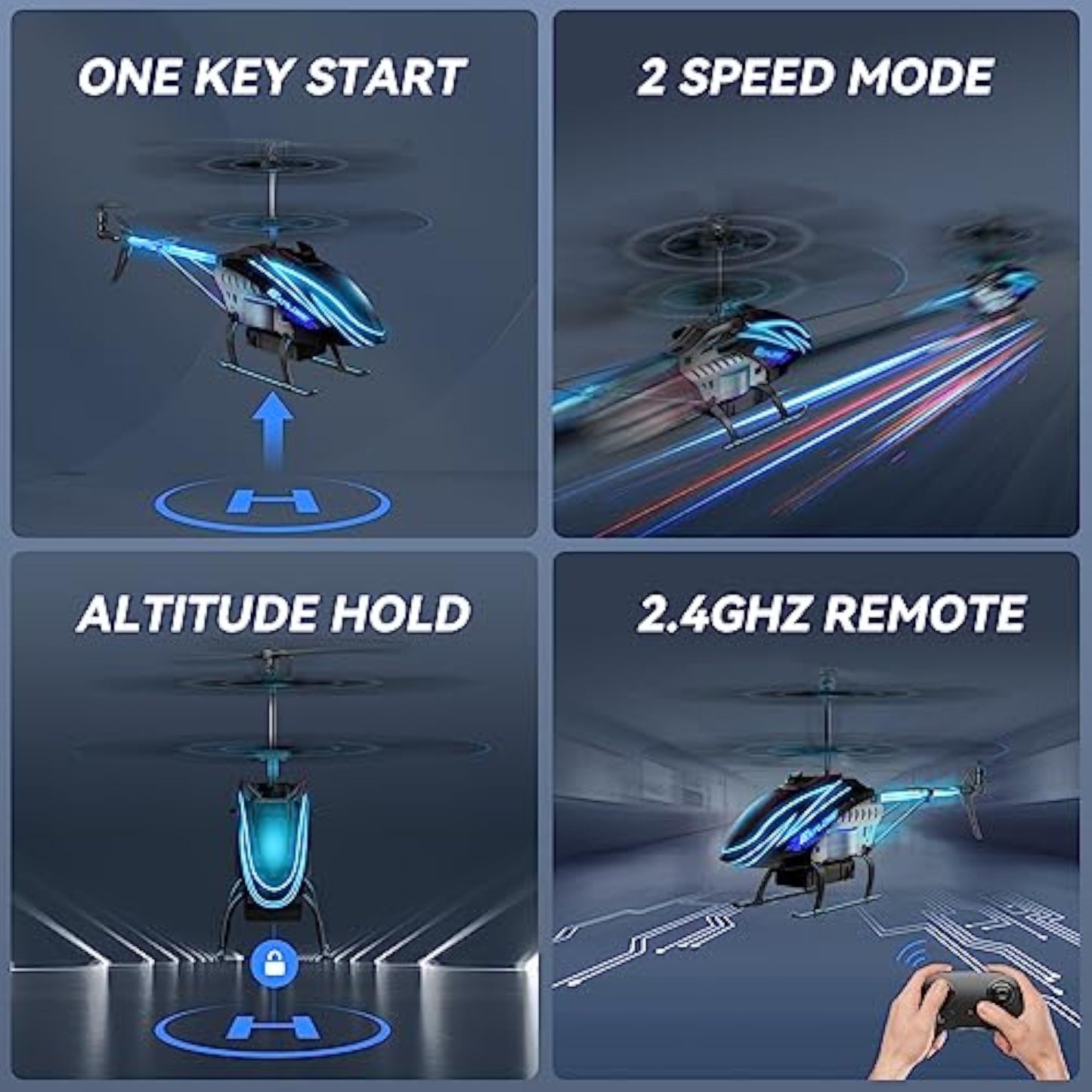 BUSSGO RC Helicopter, Remote Control Helicopter for Kids with 30Mins Flight(2 Batteries), 7+1 LED Light Modes, Altitude Hold, RC Toys for Boys Girls - New